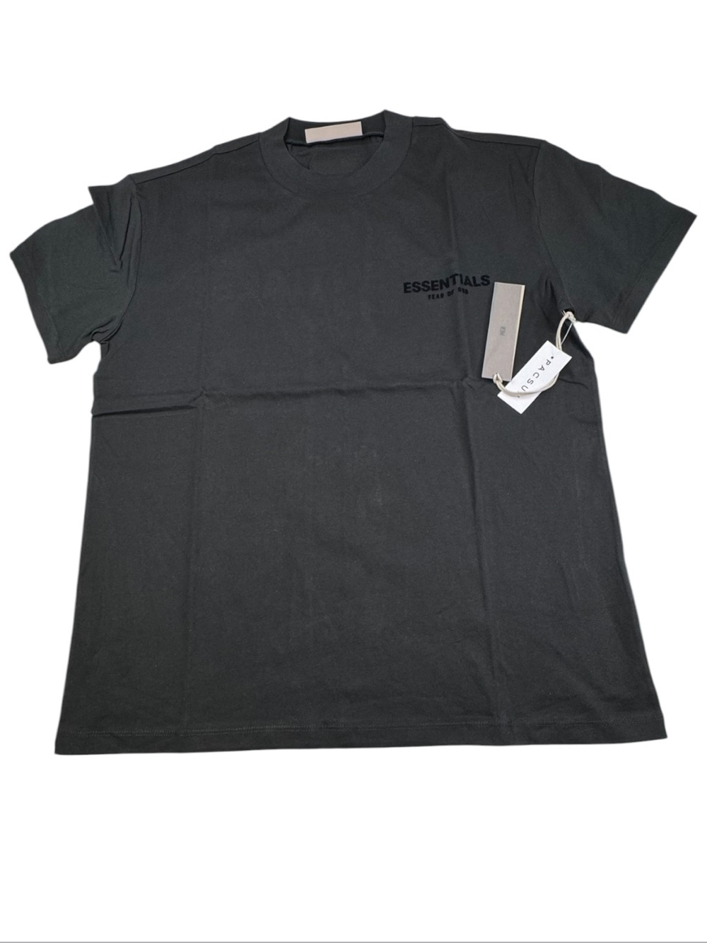 NWT Fear of God Essentials T-Shirt Men's Medium Black Cotton Overside Tee Logo
